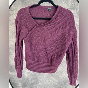 Express Cable Knit Sweater | Plum Purple | Soft Cozy Knit | Size XS